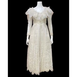 Vtg Gunne Sax Bridal Dress Victorian Lace McClintock